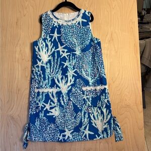 lilly pulitzer coral print shift dress size 10 girls